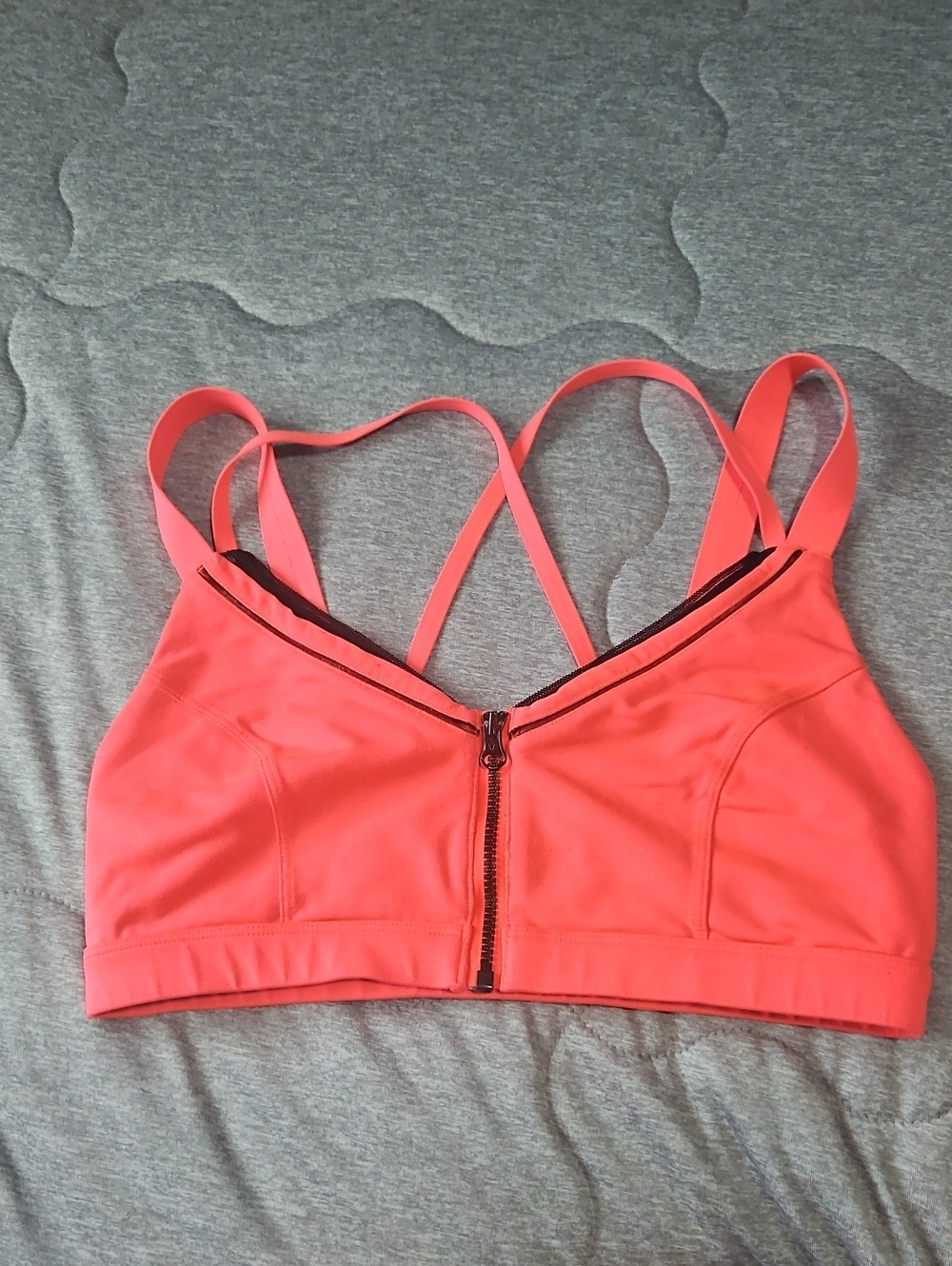 lululemon athletica Coral Front-Zip Strappy Sports Bra